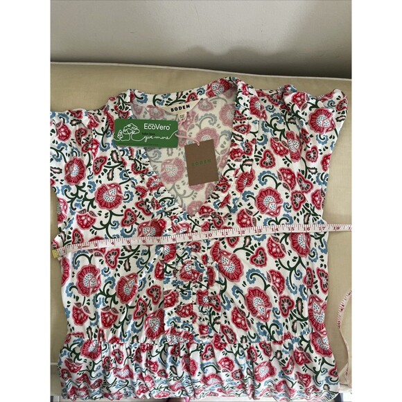 Boden Nicola Floral Print Jersey Tea Dress British Style Ruffle Belt Sz 8P NWT - Picture 5 of 9